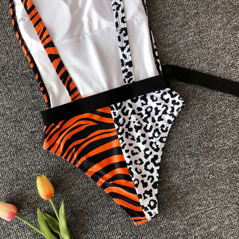 2019 women's swimsuit leopard stitching beach bikini set summer sexy swimsuit push up comfortable bikinis mujer brasile a 40 (20)