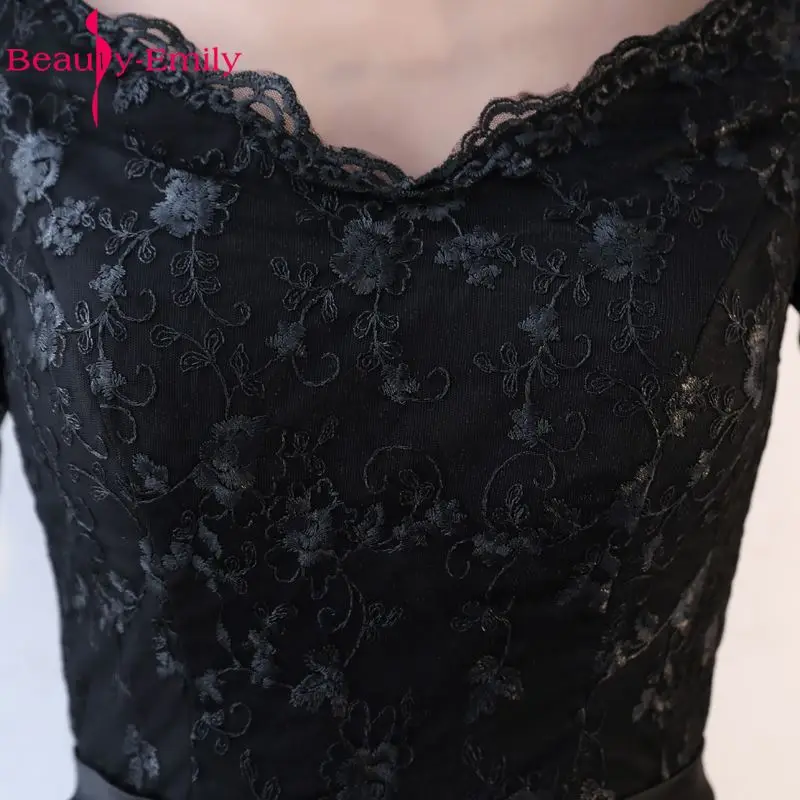Beauty Emily Lace Black Sexy Evening Dresses 2019 Party Prom Dresses Elegant Vestido De Festa  Long Evening Party Gowns