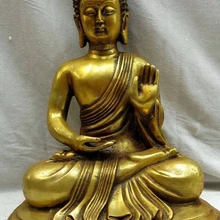 Xd 001653 1" Китай золоченой бронзы резные Буддизм будда Шакьямуни Скульптура Статуя