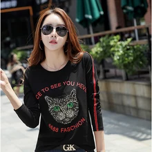 Большие размеры, футболка с котом, женская футболка, женская модная Корейская футболка, женские топы, camisetas mujer verano, Забавные футболки