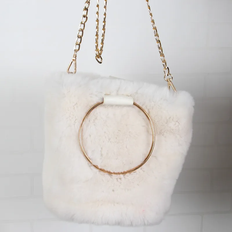 

Rabbit hair bag 2018 autumn and winter new rex rabbit fur small bag lady out diagonal shoulder bag handbag plush bag female P#18