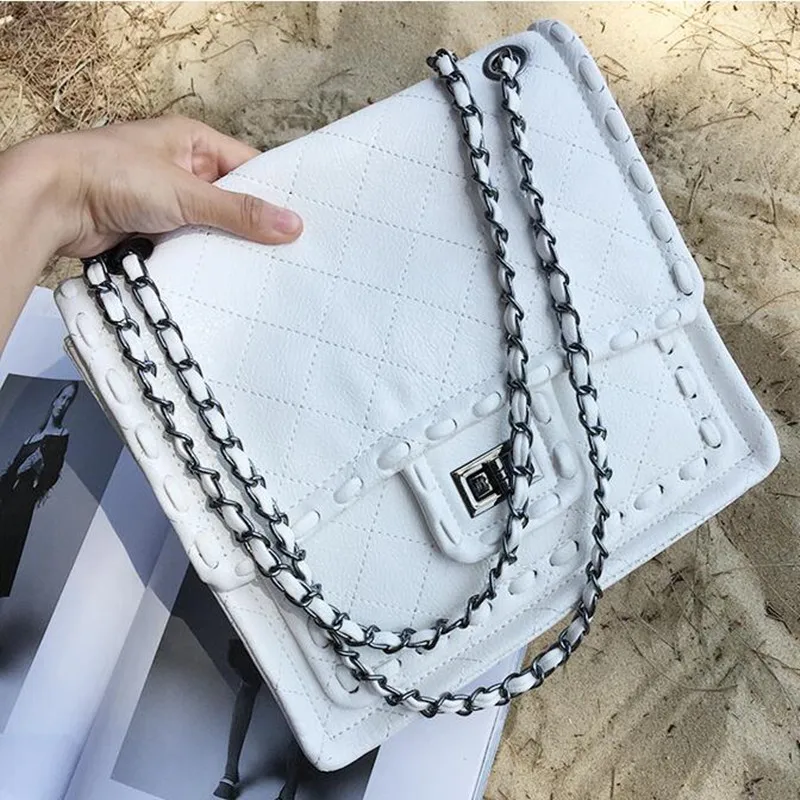 

New Plaid Handbags Women Crossbody Bag Leather Women Casual White Tote Bag Cheap Price Bolso Mujer De Marca Famosa Sac Obag Bag