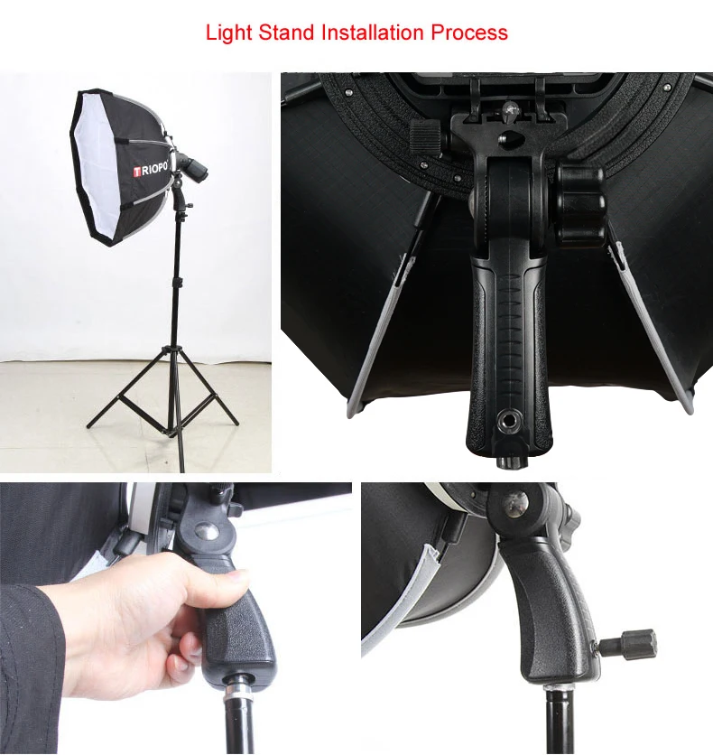 TRIOPO 55cm/65CM Octagon Foldable Softbox Bracket Bowns Mount Soft Box Handle for Godox Yongnuo Speedlite Flash Light light on tripod