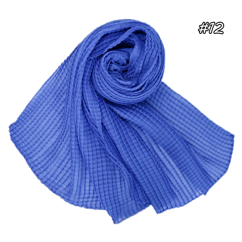 Простые морщинки хиджаб шарф плиссированные мусульманские платки морщинки вискозные шарфы хлопок плед обертывания эластичные шарфы-повязки 10 шт./лот