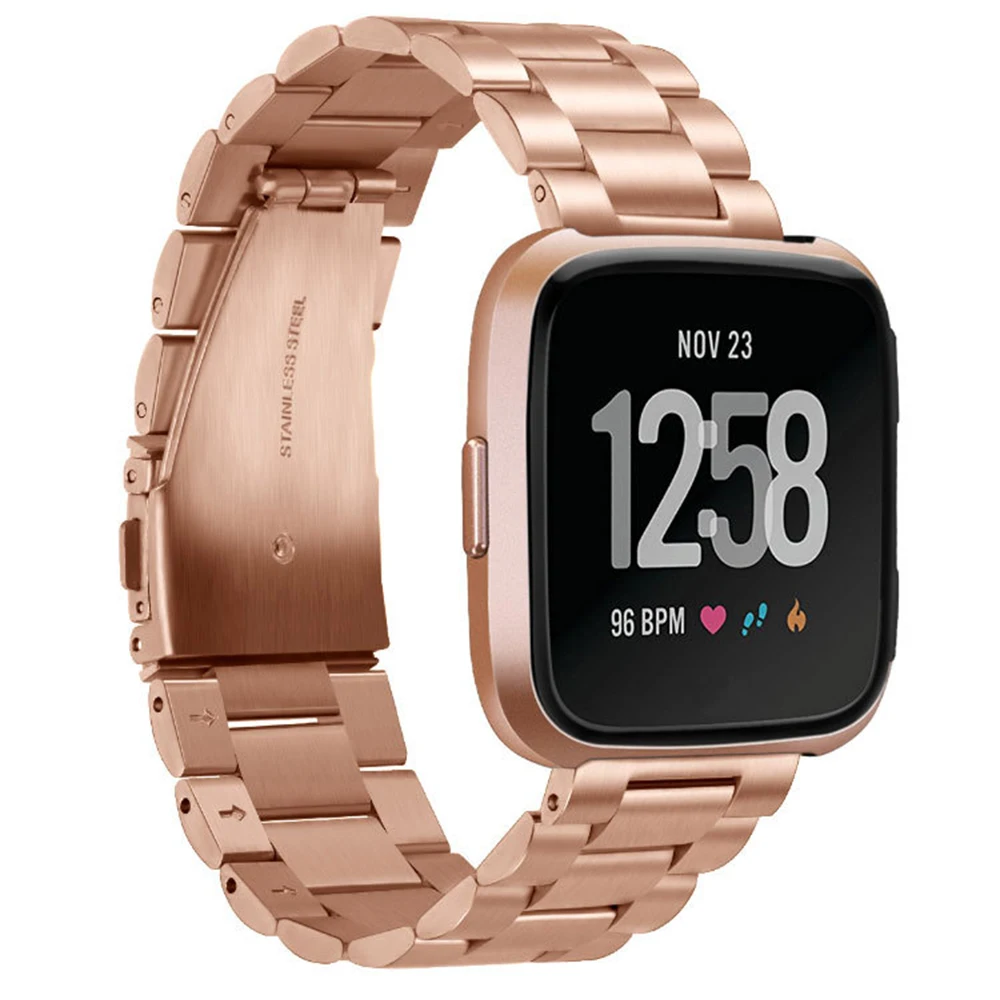 Ремешок из нержавеющей стали для смарт часов Fitbit Versa/lite сменный Браслет розового