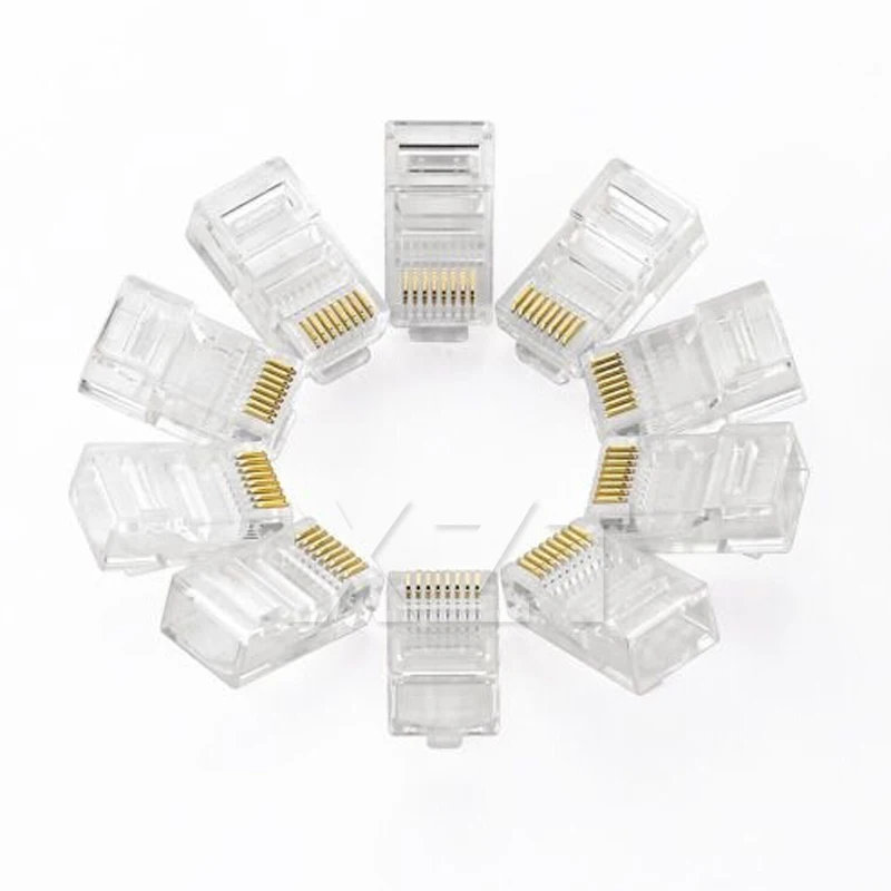 

50pcs/lot 8P8C RJ45 RJ-45 Ethernet Cables Module Plug Network Connector for UTP Cat5 Cat5e Network Cable Crystal connectors