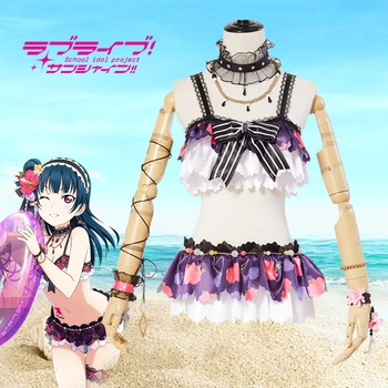 

[Stock]Anime Love live!Sunshine Aqours figure Tsushima Yoshiko Swimsuit cosplay costume swimwear Summer sexy wear free shipping