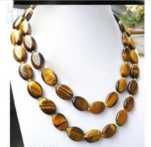 

FREE shipping>>>>Jewelry Natural 13x18MM Oval Tiger Eye Beads Gem Necklace 32