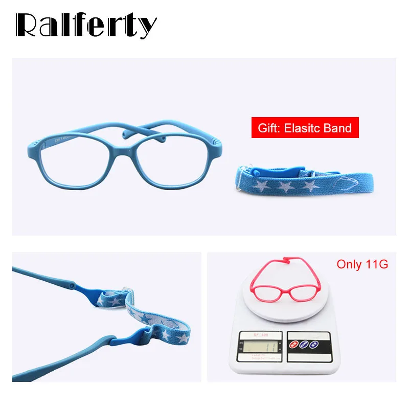 Ralferty Optic Glasses Frame Kids Child Unbreakable TR90 Silica gel Eyeglasses With Lanyard Myopia Glasses Spectacle Frames K304 eyewear frames eyeglasses frames