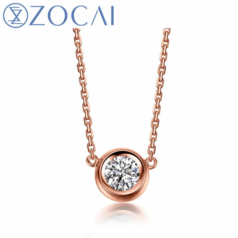 ZOCAI БРЕНД Цепочки и ожерелья 18 К gold 0 14 ct круглой огранки формы цвета розового
