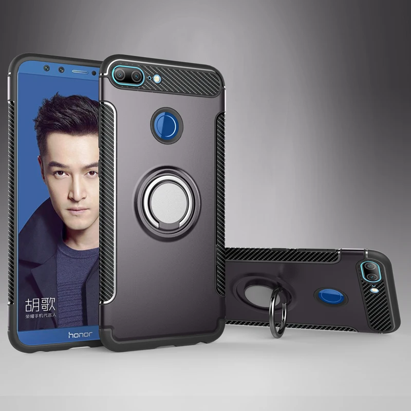 Чехол-подставка для Huawei Honor 9 Lite металлическое кольцо-держатель чехол для телефона Honor9 Lite LLD-L31 LLD-L22A Жесткий ПК и ТПУ чехол на бампер Fundas