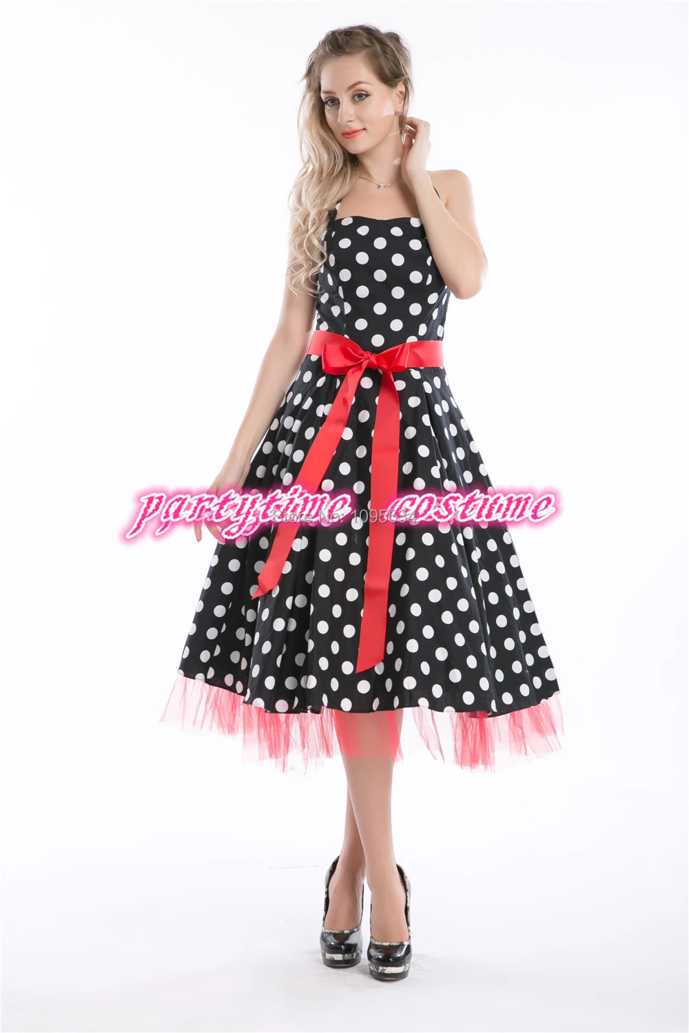 dropshipper 50 s estilo pin up retro ropa lunares negros blancos de tela de algodón para mujer de partido atractivo rápido city costumes halloween|party stickfabric memory - AliExpress