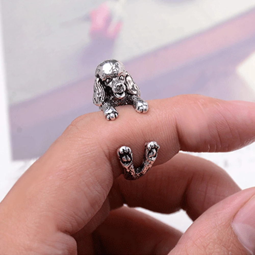 shunyun Fashion Antique Vintage Ancient Gold Animal Rings AdjustableTiny Dog Rings For Women Men
