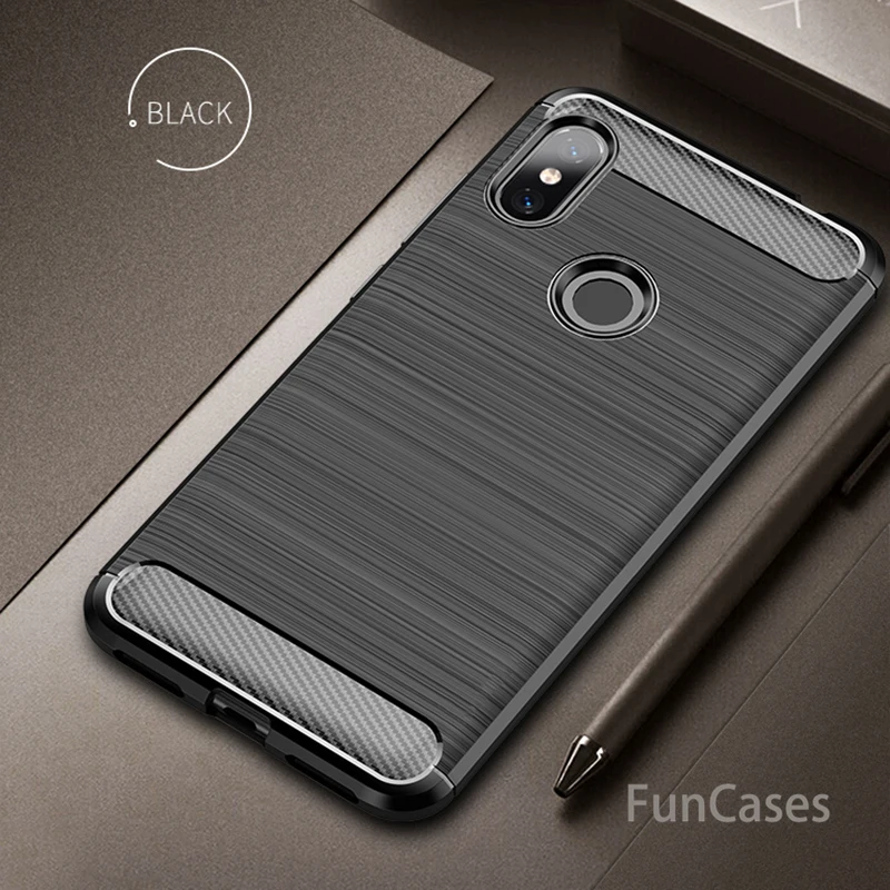 cheap For Xiaomi Redmi Note 6 Pro Case Soft Silicone Brushed Carbon Fiber Xiomi Redmi Note6 6A Rugged Armor TPU Phone Cases Cover