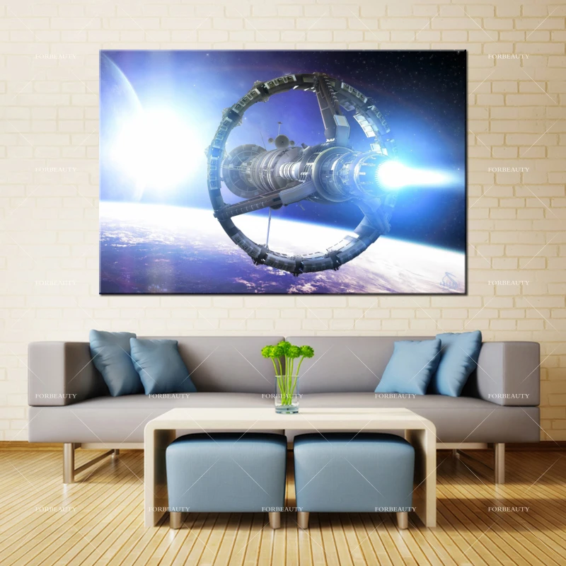 Forbeauty холст живопись настенное искусство космо_planet_ship_art_star печать распылением