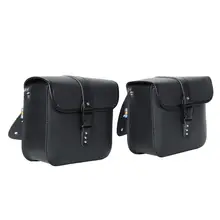 Partol Black Motorcycle Side Bags PU Leather Motorbike Tool Bags Moto Saddlebags For Honda/Suzuki/Kawasaki/Harley Yamaha Ducati