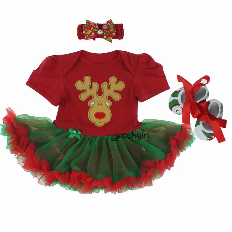 

Christmas Baby Girl Infant 3pcs Clothing Sets Suit Princess Tutu Romper Dress/Jumpsuit Xmas Bebe Party Birthday Costumes Vestido