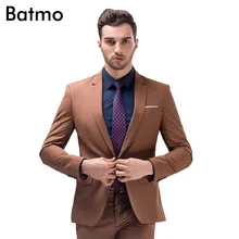 Новое поступление высокое качество Weding платье, одна кнопка повседневный комплект для мужчин, Коричневый Мужской Бизнес костюмы, плюс размеры S-4xl, 10 цветов