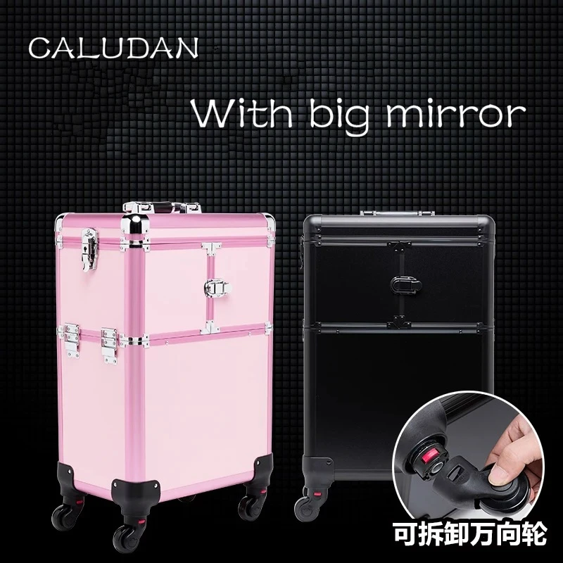 

Women large capacity Trolley Cosmetic case Rolling Luggage,Nails Makeup Toolbox,Multifunction Beauty Tattoo Box Trolley Suitcase