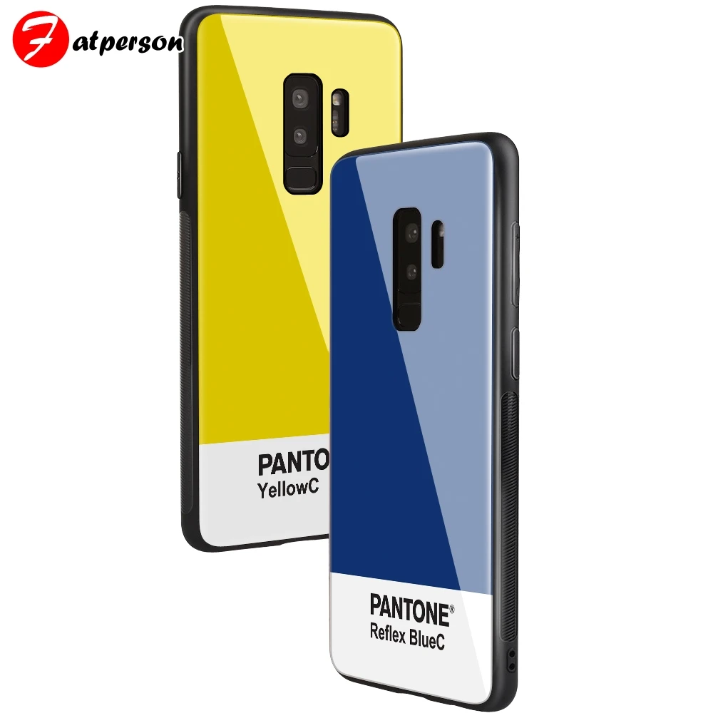 

Toughened Glass Pantone Phone Case for Sumsung galaxy S8 S8 Plus S9 S10 Plus DIY Customized phone case For note 8 9 capa cover