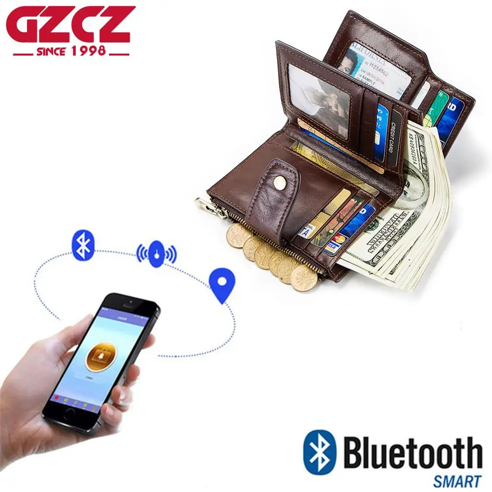 

Men Smart Wallet Genuine Leather High Quality Anti Lost Intelligent Bluetooth Purse Male Card Holders Suit For Smart Phone