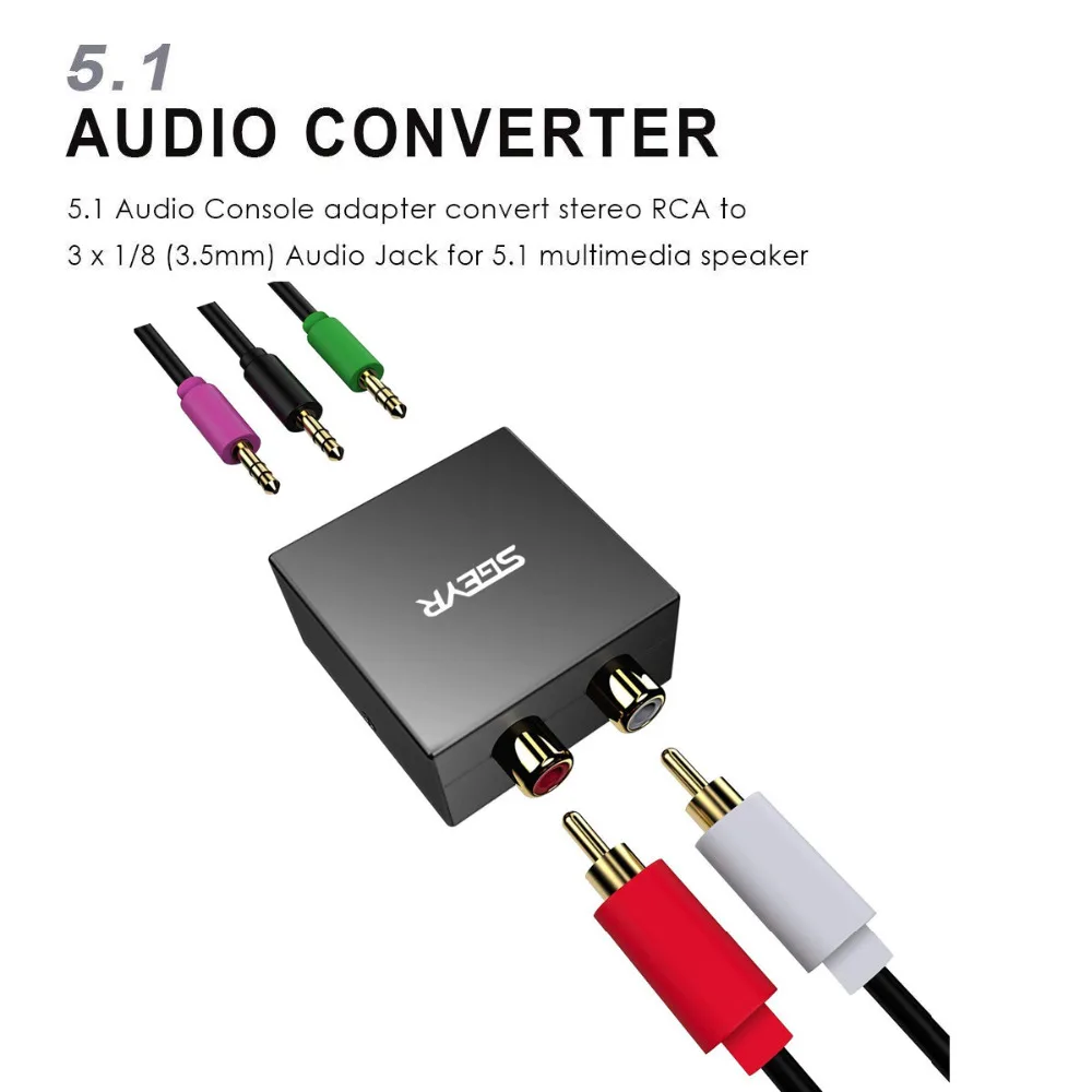 5.1 Audio Console adapter convert stereo RCA to 3 x 1/8 (3.5mm) Audio Jack for 5.1 multimedia speaker 5.1 Audio Console adapter convert stereo RCA to 3 x 1/8 (3.5mm) Audio Jack for 5.1 multimedia speaker