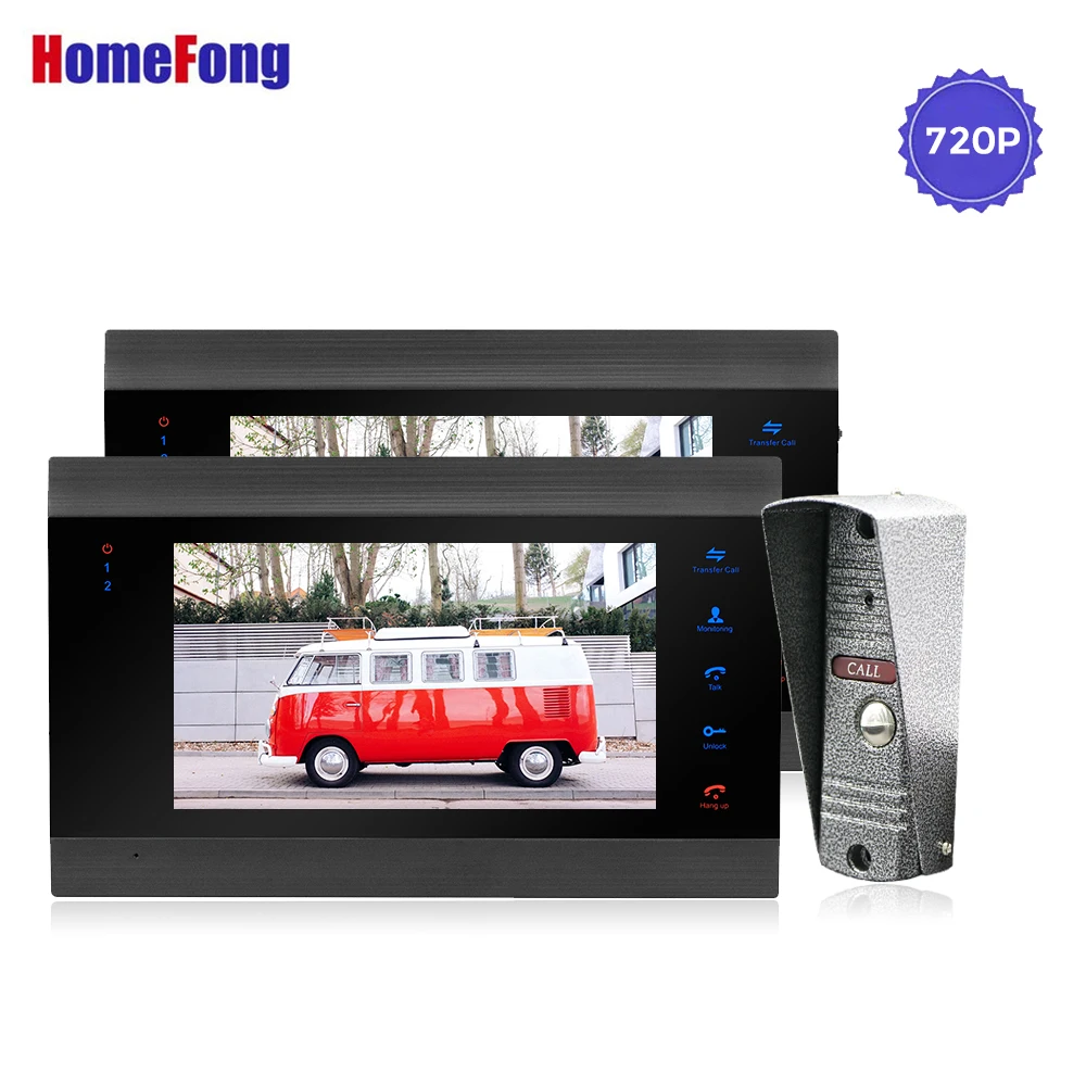 

Homefong 7 Inch AHD Black Video Door Phone House Intercom with Camera Night Vision 720p Video Doorbell Recording Unlock Talk