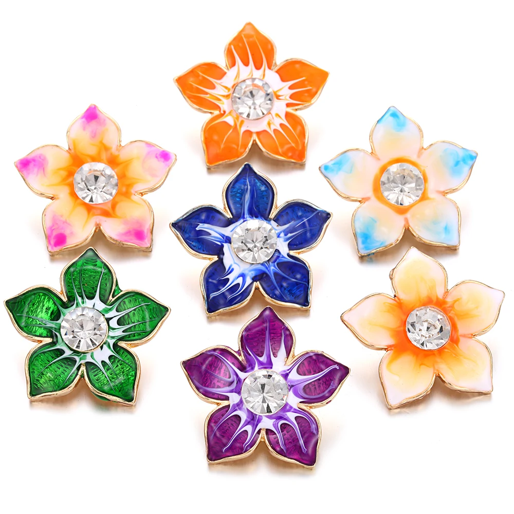 

6pcs/lot Snap Jewelry 18mm Flower Snap Buttons Metal Charms 18mm 20mm Snap Button Jewelry for Snaps Bracelet DIY Jewelry Making