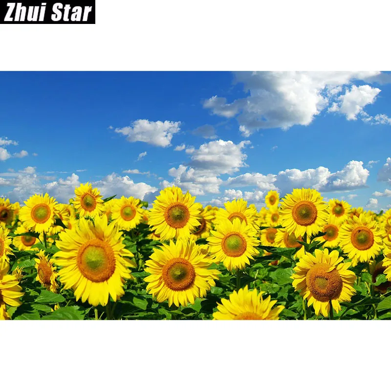 Zhui Star 5D алмазная живопись Подсолнух вышивка цветы полноразмерная Алмазная