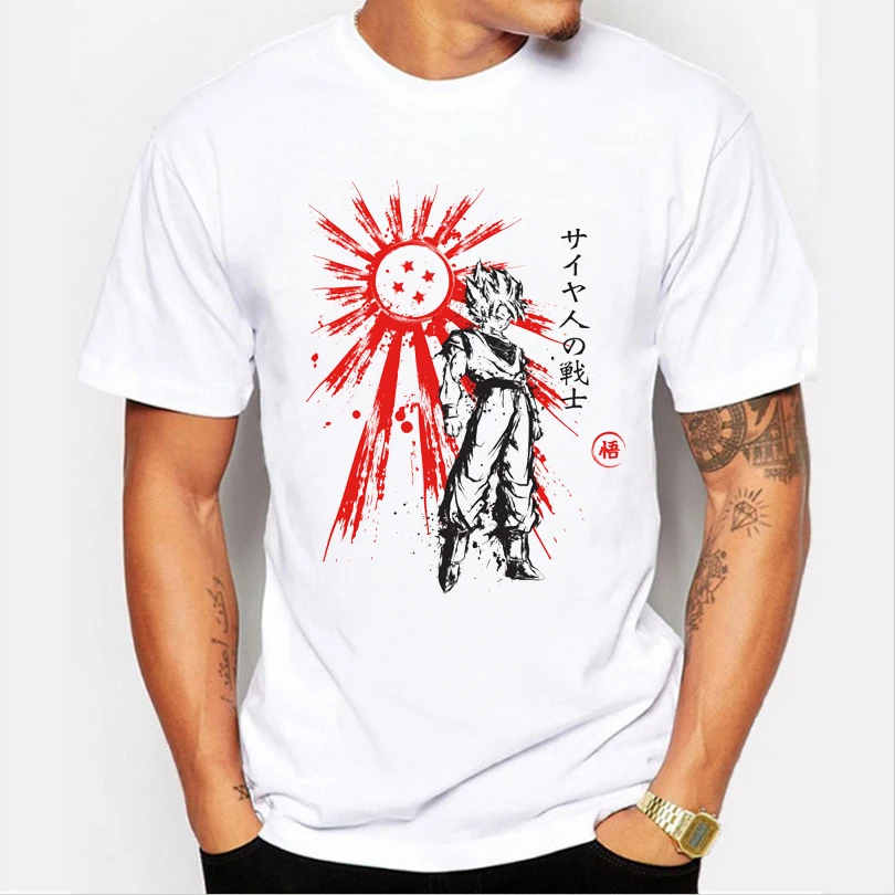 

Men t shirts Natural Cotton Dragonball Printed Japanese Anime Goku Dragon Ball Casual T Shirt