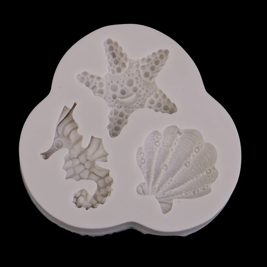 3D Fondant Cake Molds Seahorses /Shells/Tarfish Sea Animal Cake Decorating Mould Tools