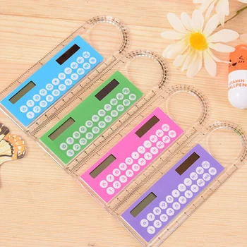 

Hot Cute Colorful Mini Portable Solar Energy Calculator Creative Multifunction Student Ruler Gift