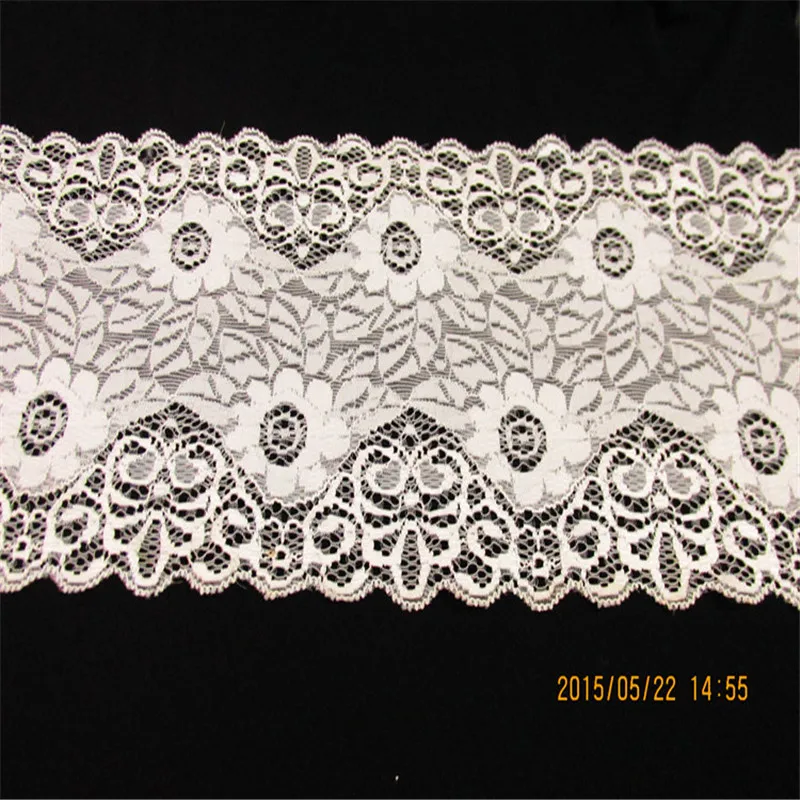 

Free Shipping Hot selling Width14.5cm white and black Elastic Lace Fabric diy clothes fabric accessories