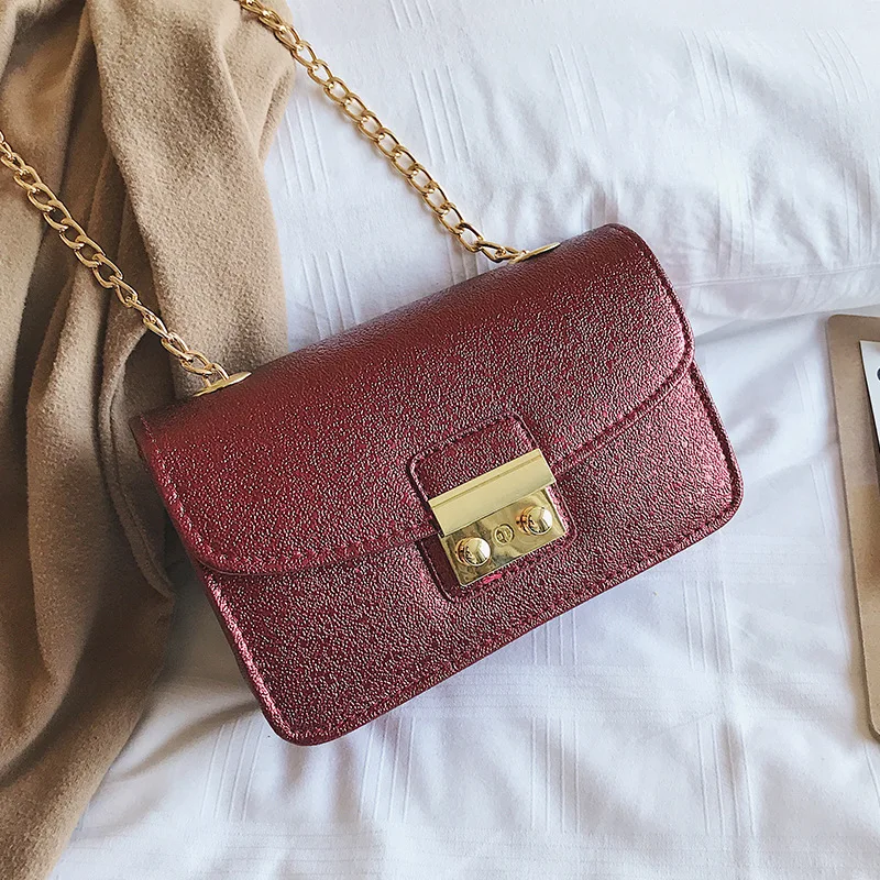 

Luxury Leather Shoulder Bags 2019 Quality Female Crossbody Bags New Ladies Casual Chain Bag Sweet Sequins Square Bag
