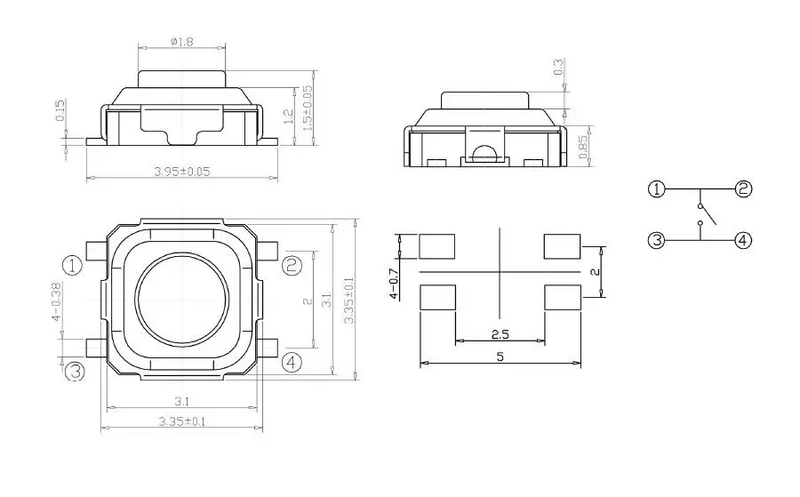 10PCS-3-3-1-5mm-3X3X1-5mm-3X3X1-5H-Tactile-Push-Button-Switch-Tact-4-Pin