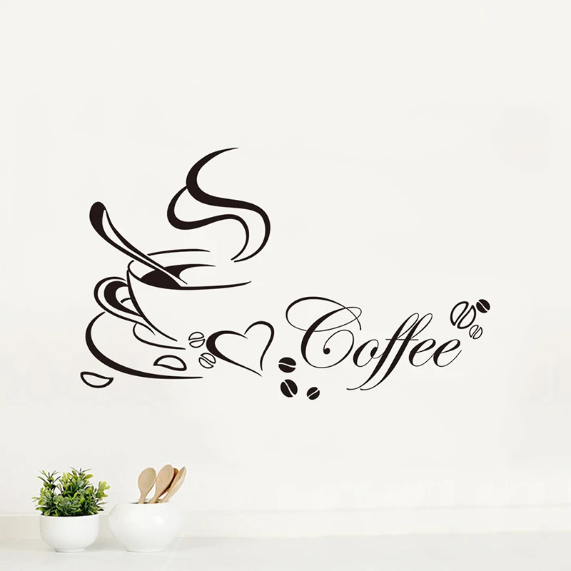 Creative Fragrant Coffee Decorative Wall Stickers Kitchen Dining Room Decor Home Decorations Living Room Vinyl Mural Art Decals