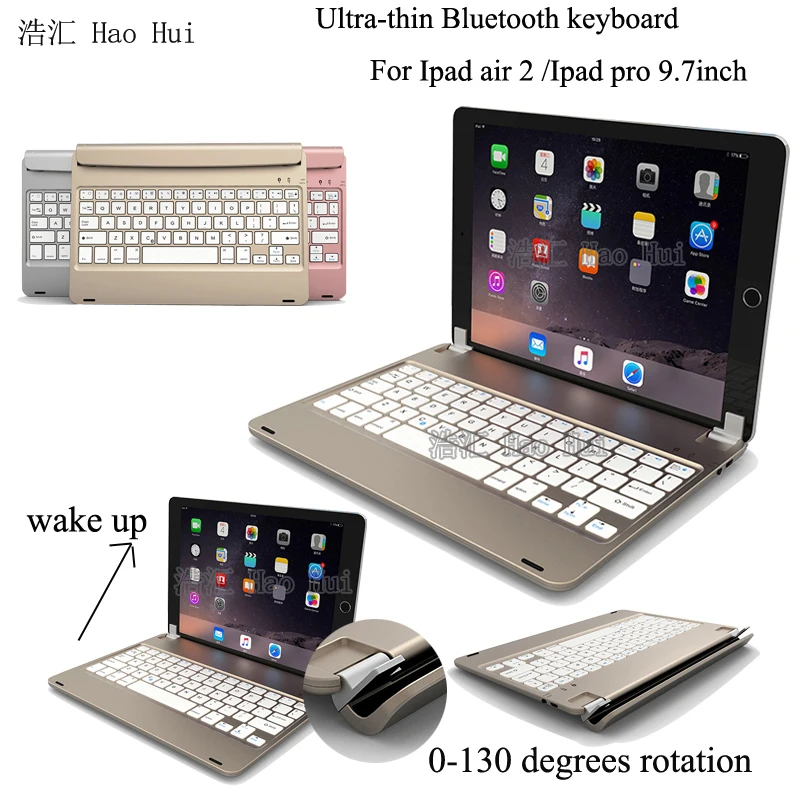 

New Wireless Bluetooth 3.0 ABS Keyboard For IPad Air 2 Bracket Style Bluetooth keyboard For IPAD pro 9.7'' English Russian