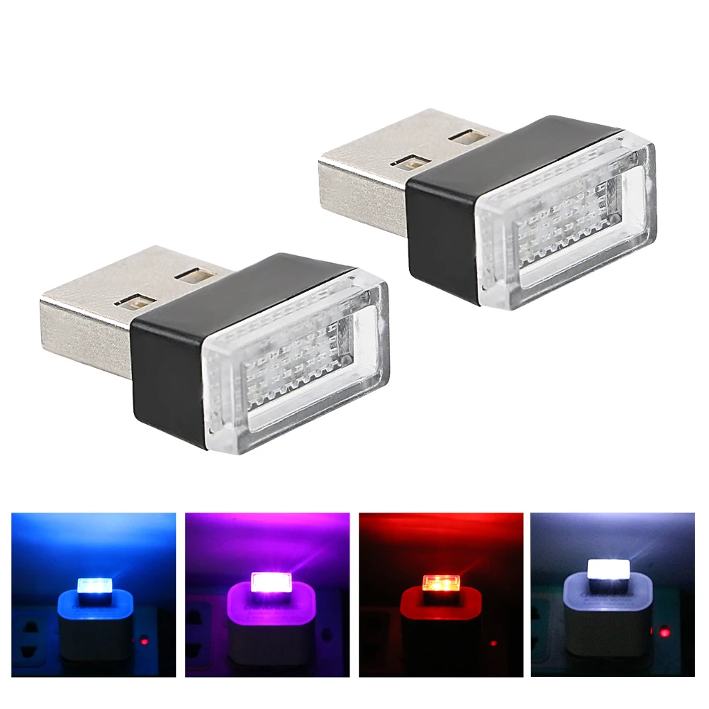 

2x Car USB LED Atmosphere Lights Decorative Lamp For Kia Rio K2 3 Ceed Sportage Sorento Cerato Armrest Soul Picanto Optima K3