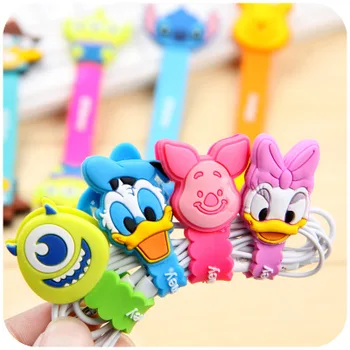

200pcs/lot Stitch Donald Duck Cartoon Cable Winder Wave Style Headphone Earphone Cable Wire Organizer Cord Holder Free shipping