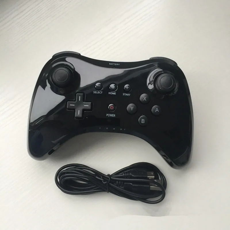 Беспроводной пульт дистанционного управления с usb-кабелем для Nintendo wii U Classic Dual Bluetooth Gamepad, обновление игрового геймпада - Цвет: Черный