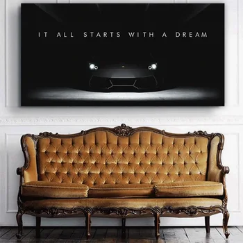 

1 Piece printed Painting LAMBORGHINI DREAMS Framed Canvas Wall Art