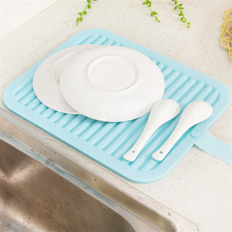 Non-slip Drain Tableware Mat Drying Mat Placemat Kitchen Accessories Table Mat 1PC Silicone Heat Resistant Pad