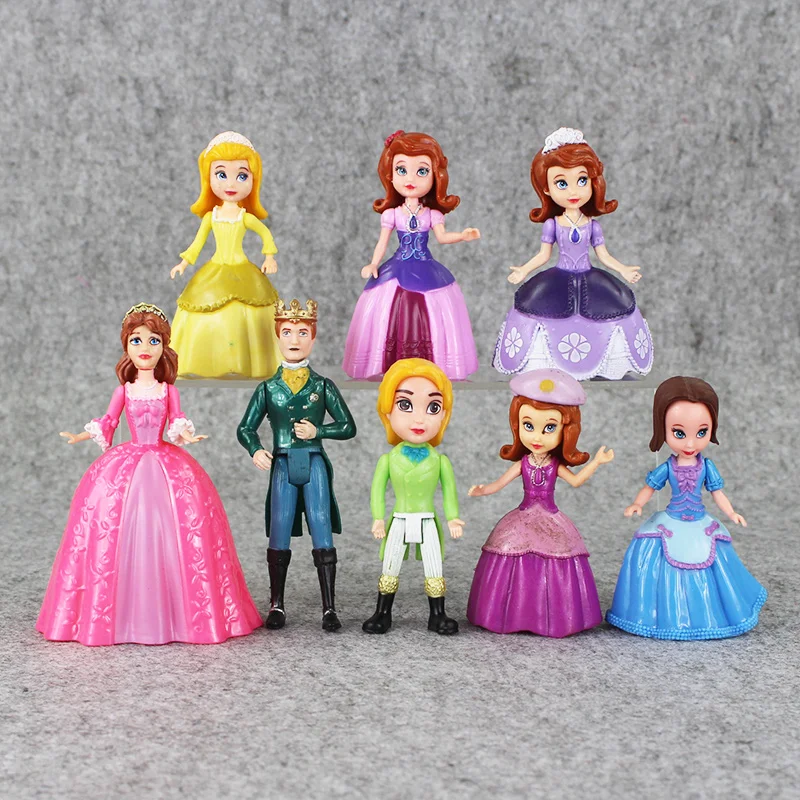 8ピース/セット10-13センチ王女ソフィアプリンセスpvcアクションフィギュアモデルおもちゃの人形子供のおもち