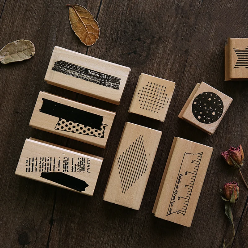 1 Pcs Cute Vintage Basic Decorate Wood Stamp DIY Craft Wooden Rubber