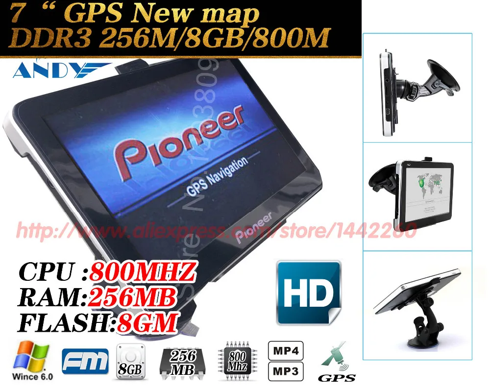 7 inch HD Car Vehicle GPS Navigation 8GB/DDR3 256M NEW 3D Maps For Europe/Brazil/USA+Canada/Israel/Australia map |