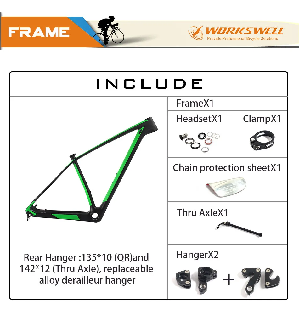 Top 2017 new T700 UD carbon bike MTB frame 29er Mountain bicycle frameset 142*12mm thru AXle 135*9mm QR Workswell light weight 1