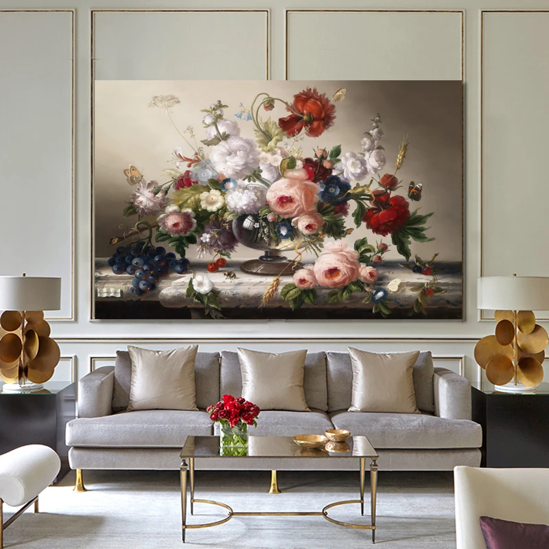 Классический Европейский натюрморт плакаты и принты настенные художественные картины на холсте цветы композиция настенные картины для декора гостиной