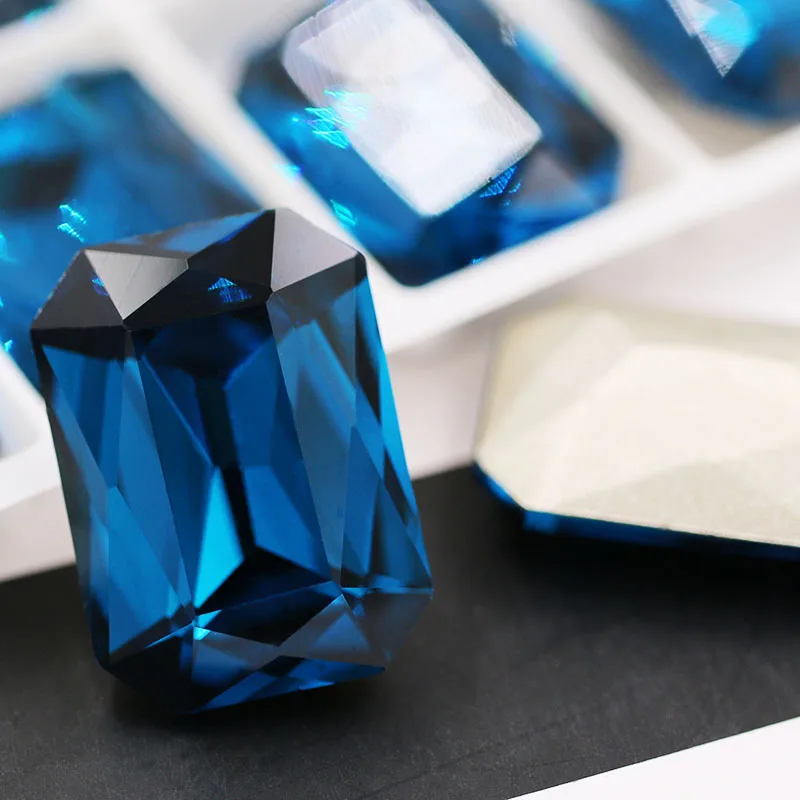 10x14mm 13x18mm Peacock blue Rectangular octagonal shape pointback crystal strass glass rhinestones diy clothing Accessories | Дом и сад