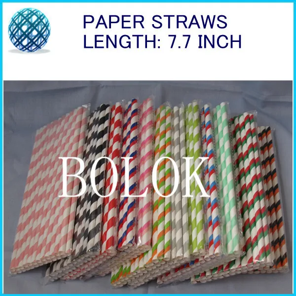 

Free Shipping 600pcs/Lot Color Stripe Drink Strip Paper Straws