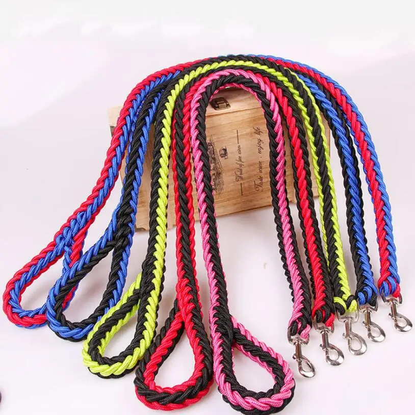 1.2M Length Large Dog Hand-knitted Leash Nylon Rope iron Buckle Pet Traction Rope For Big breed dogs Pet Traction Rope Firm